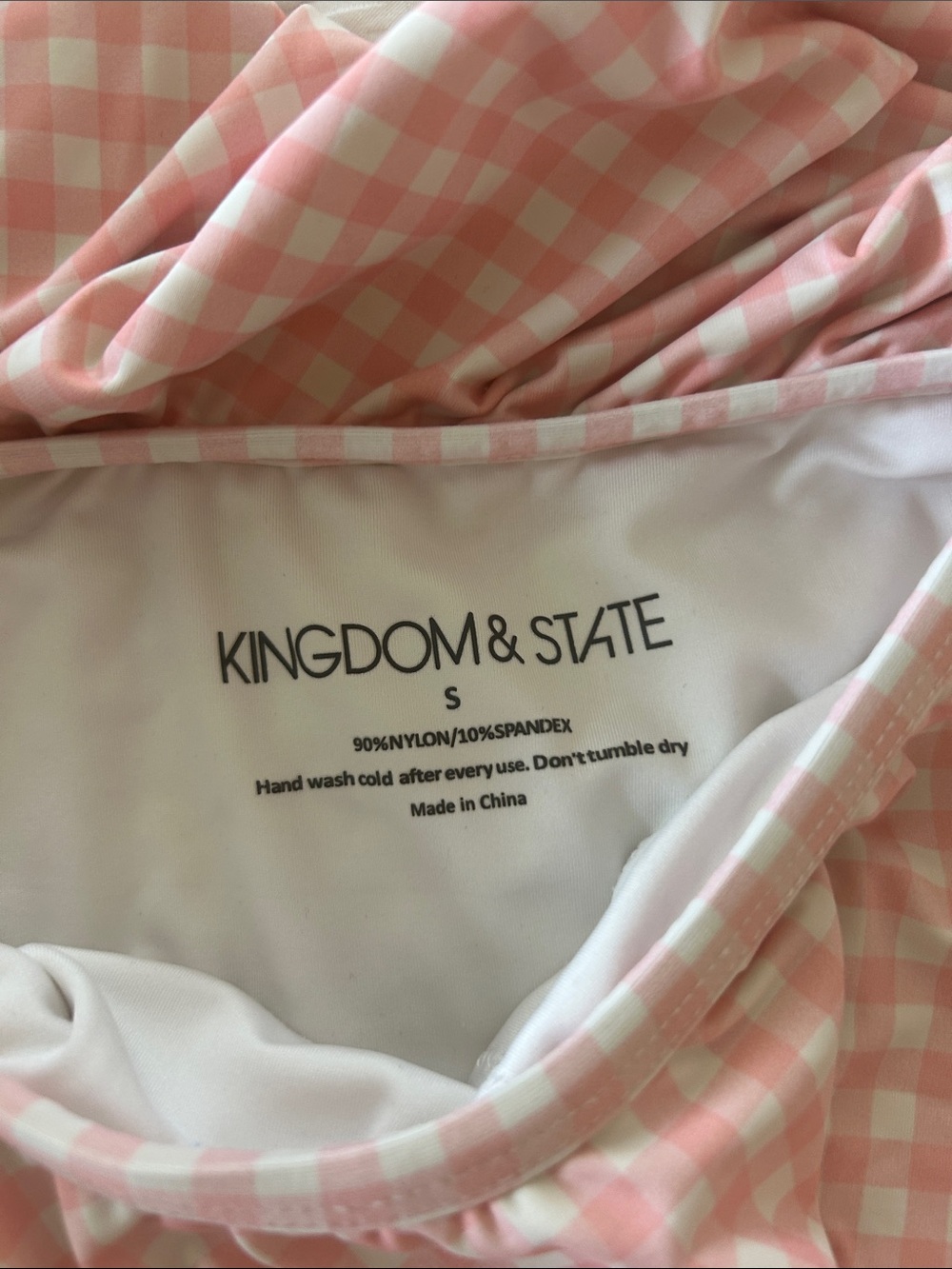 Pink Gingham Ruffle Off-Shoulder Bikini Set - Picture 2 of 2